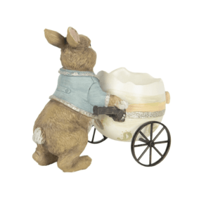 Statua decorativa coniglietto con carretto